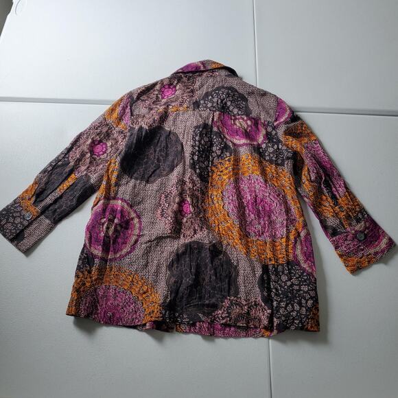 John Mark Shirt Womens Medium Purple Brown Button Front Boho Pattern - Picture 2 of 8